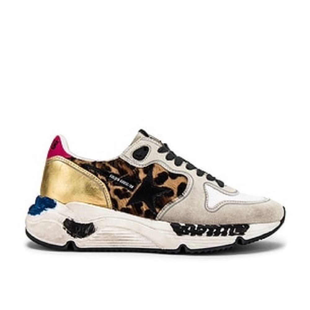Golden Goose Running Sole Sneaker in Oxy Leopard & Black